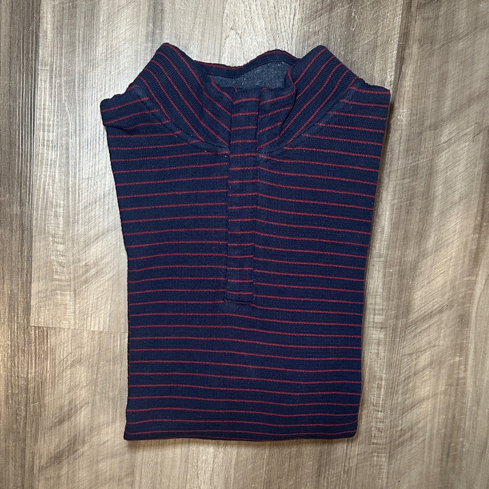 Jos. A. Bank 1905 Tailored Fit Navy and Red Striped Quarter Zip Pullover - XL
